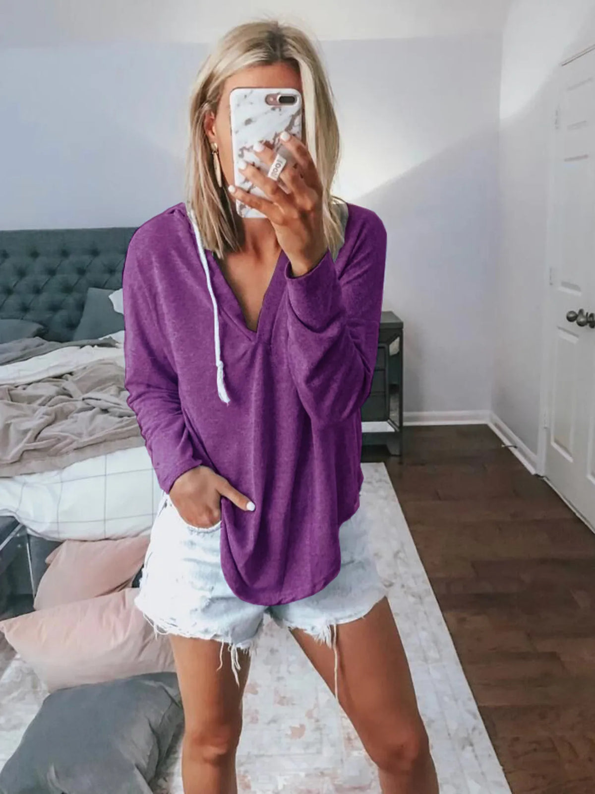 Full Size Drawstring Long Sleeve Hoodie Plus Size - Lilixa.store
