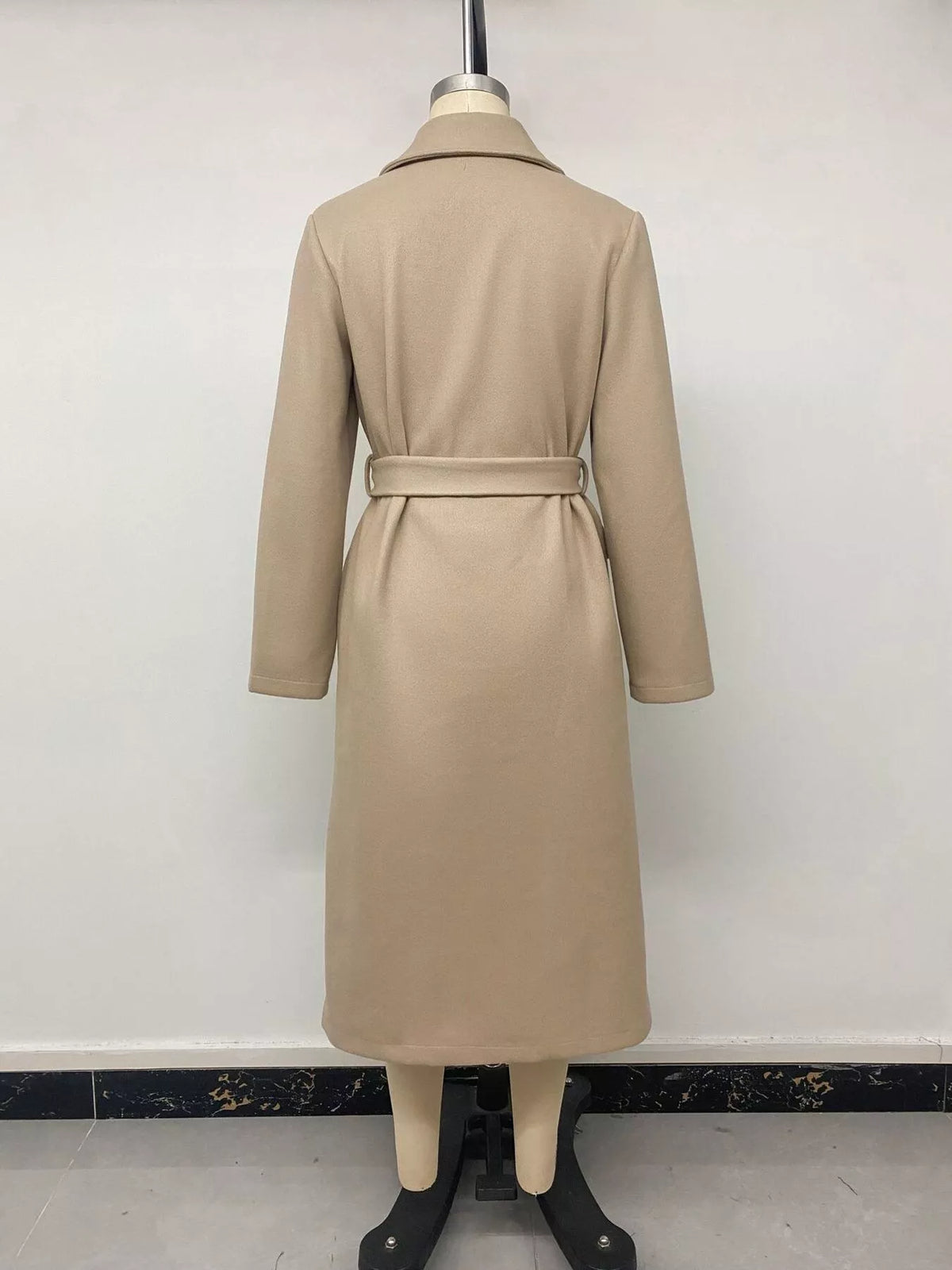 Double-Breasted Lapel Collar Longline Coat - Lilixa.store