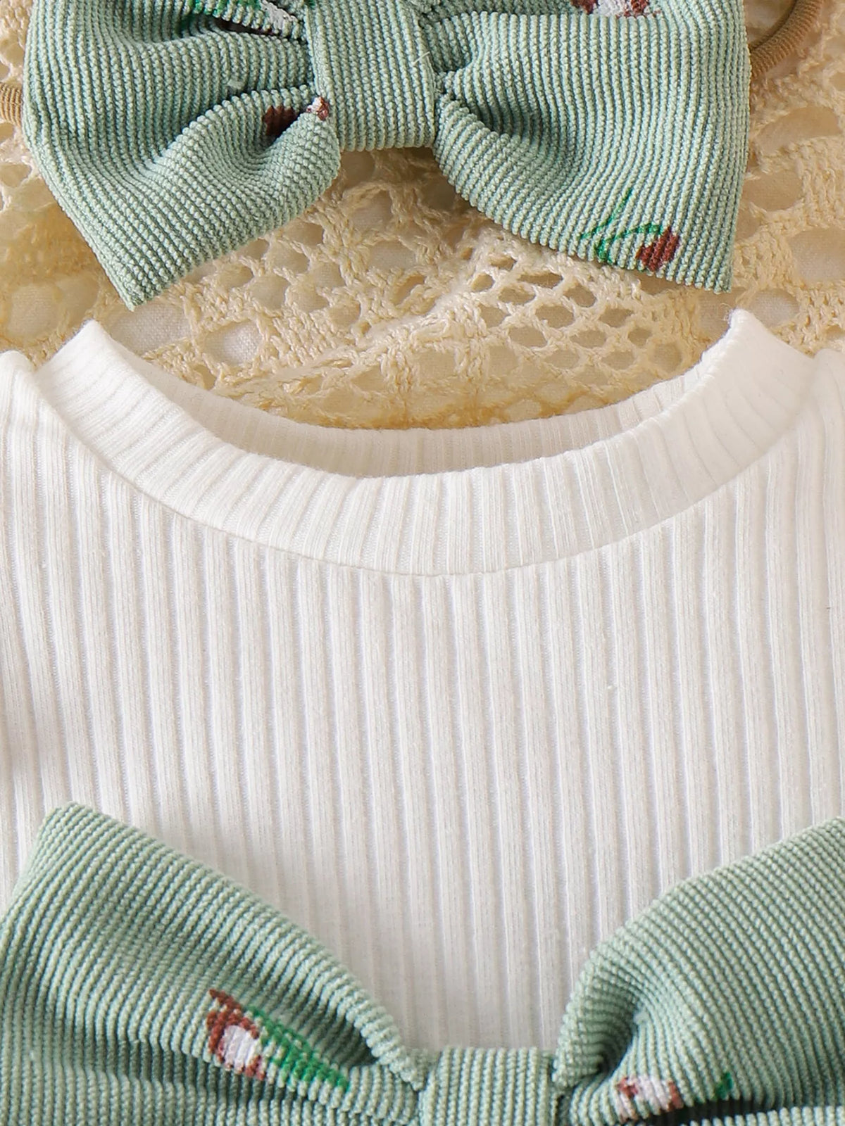 Children's Bow Ribbed Knit Dress & Headband & Socks Set - Lilixa.store