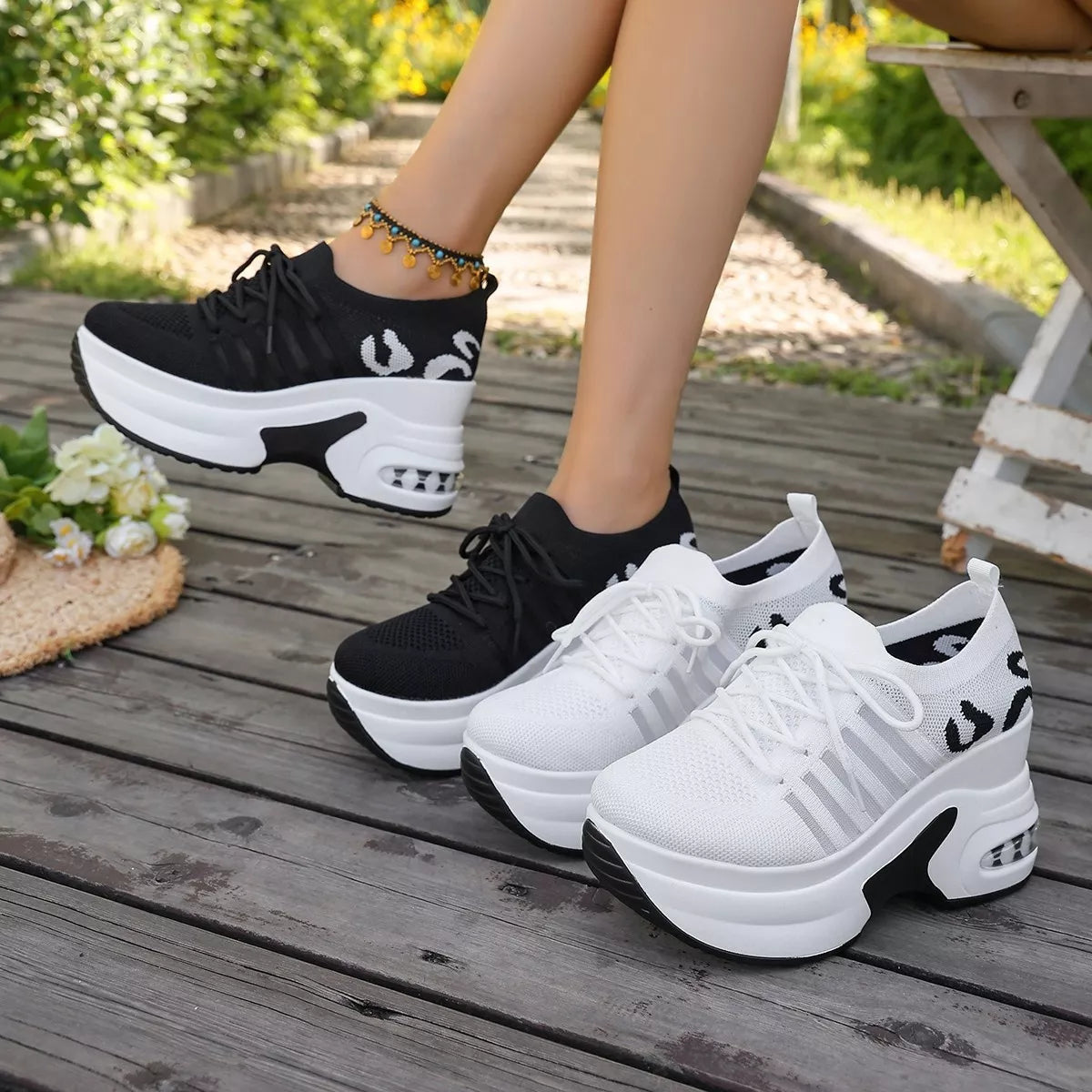Round Toe Platform Sneakers - Lilixa.store