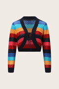 Openwork Color Block Tied Cardigan - Lilixa.store