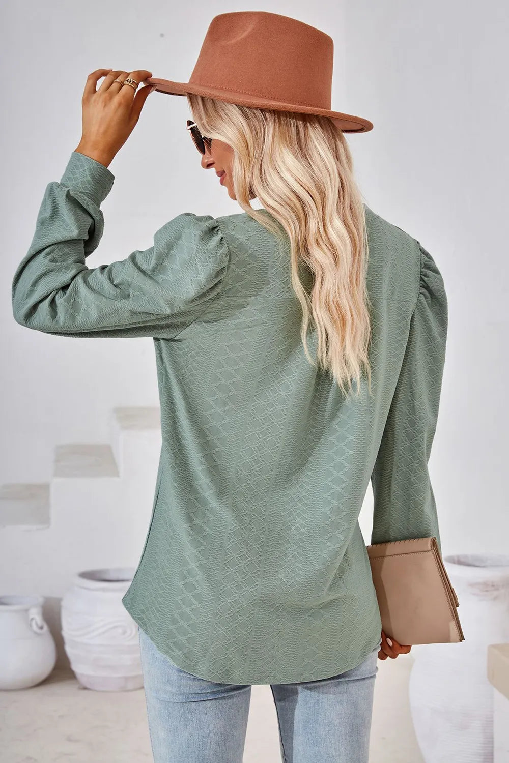 Notched Long Sleeve T-Shirt - Lilixa.store