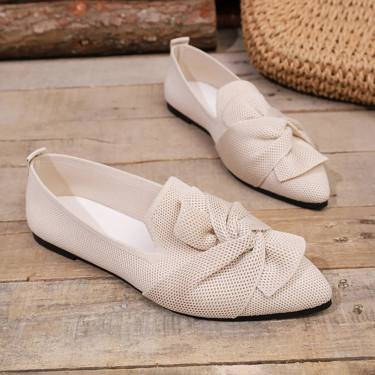 Bow Point Toe Flats Slip-Ons, view 11