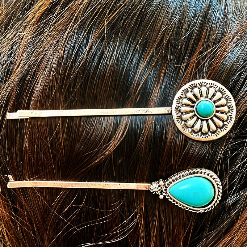 Turquoise Alloy Hairpin - Lilixa.store