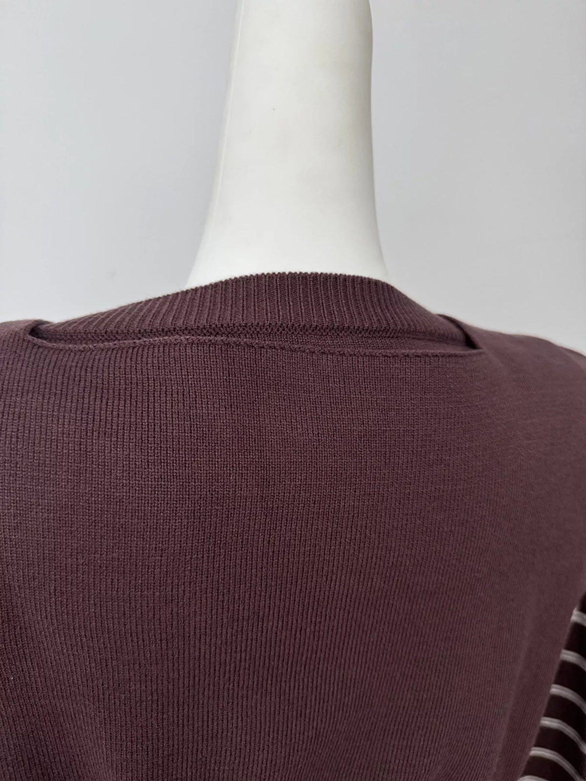 Classic Striped Crewneck Knit Top with Layered Sweater Detail, view 24