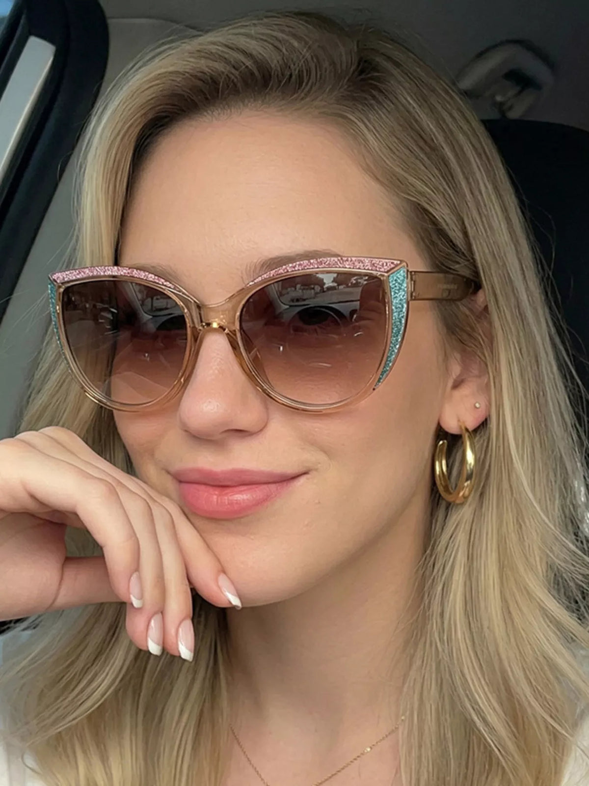 Glitter Cat-Eye Sunglasses with Tinted Lenses - Lilixa.store