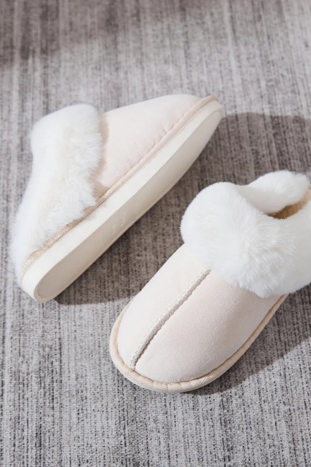 Faux Fur Round Toe Slippers - Lilixa.store