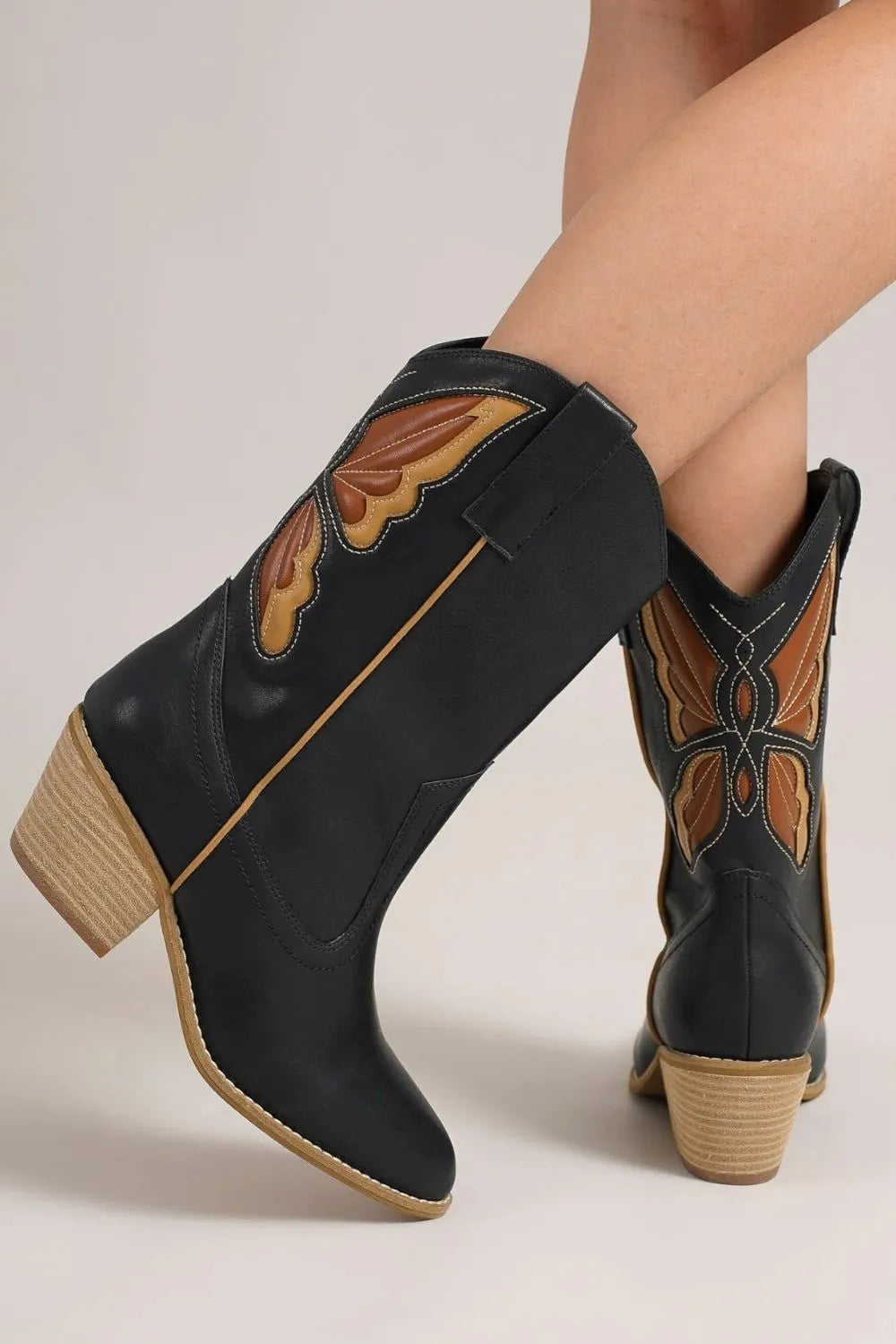 Beast Fashion Butterfly Cut Detail Point Toe Boots - Lilixa.store