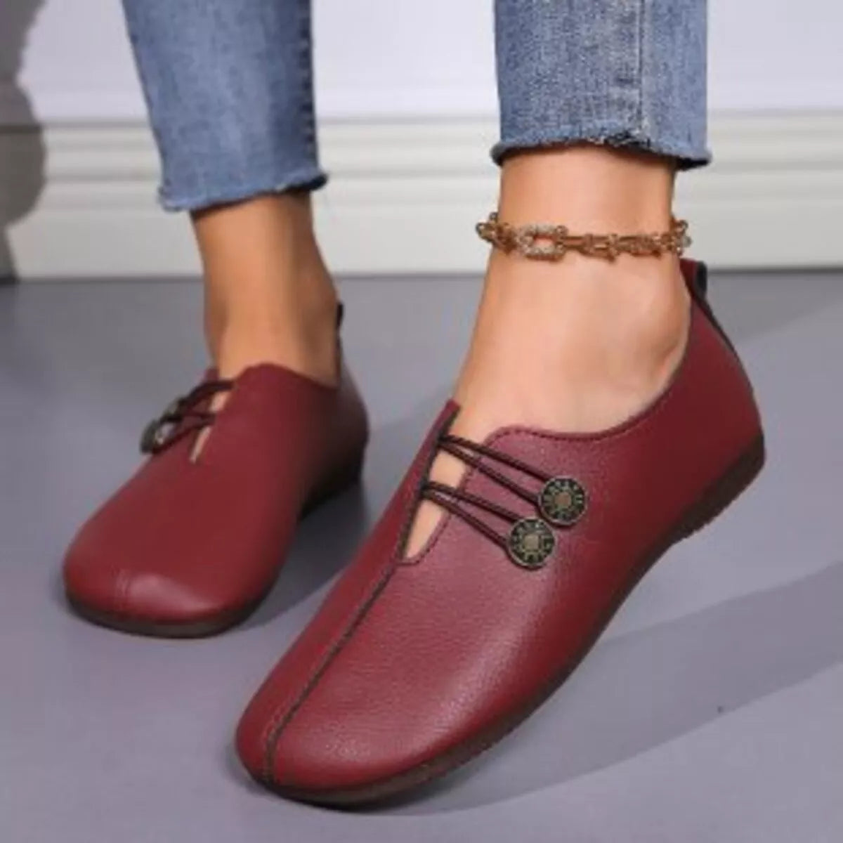 Casual Button Detail Slip-Ons, view 2