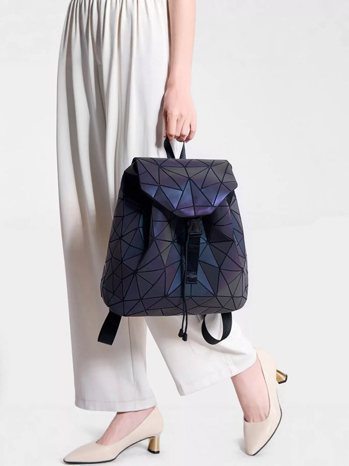Geometric Backpack Bag in Blue Purple