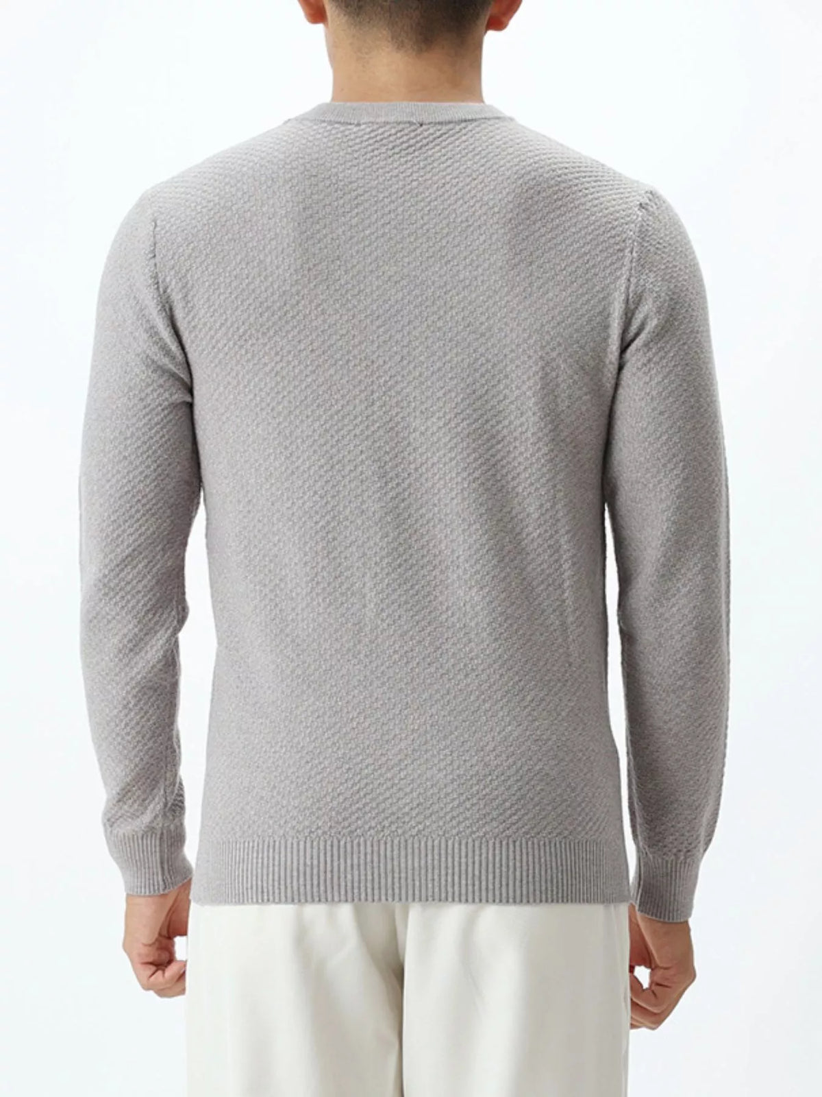 Men's Plus Size Textured Crew Neck Sweater
