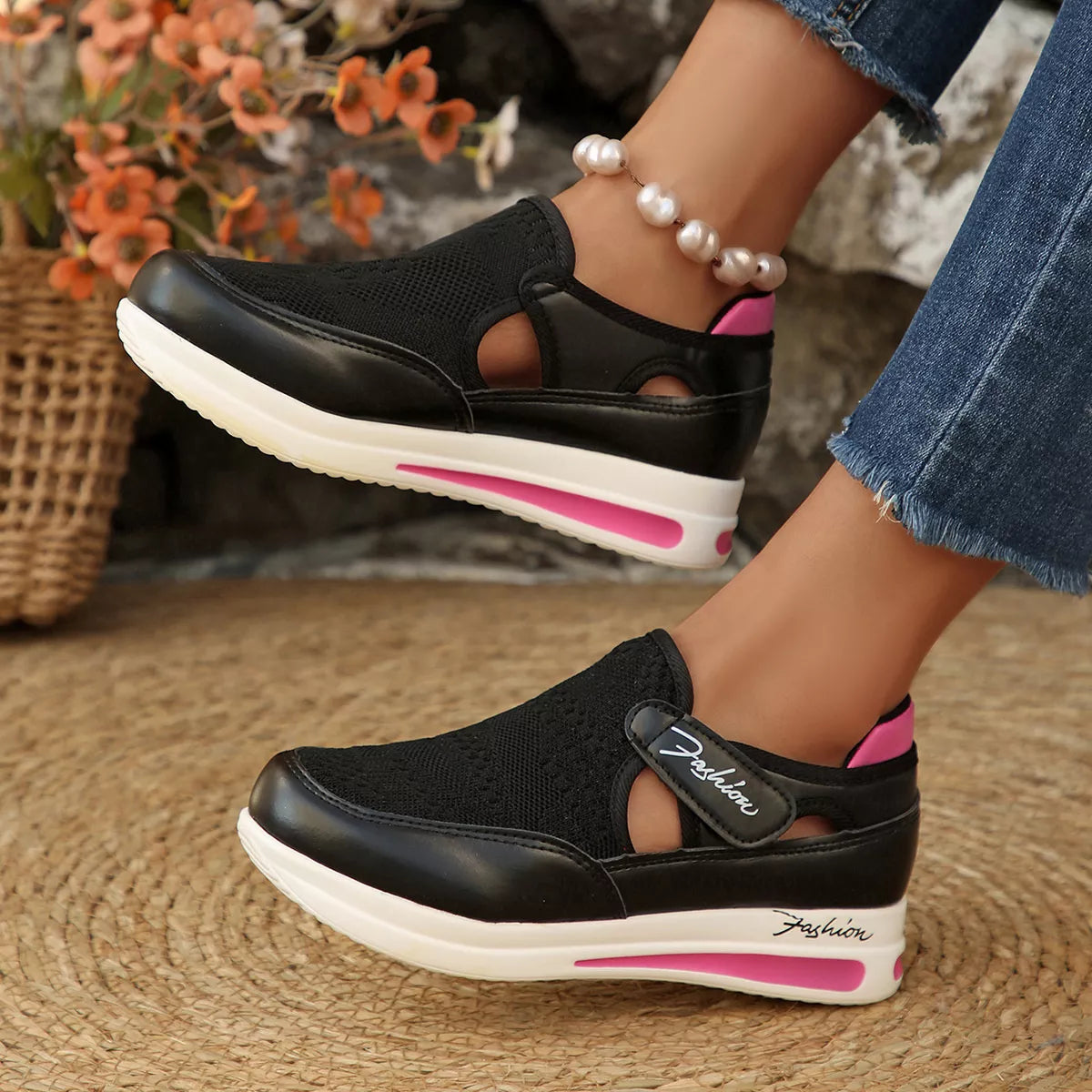 Breathable Mesh Wedge Sneakers - Lilixa.store