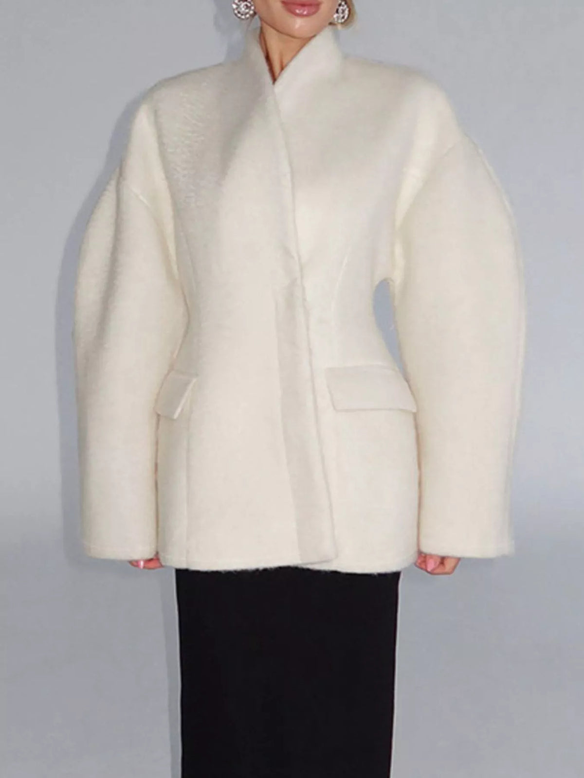 Wool-Blend Leg-of-Mutton Sleeves Outerwear, view 4