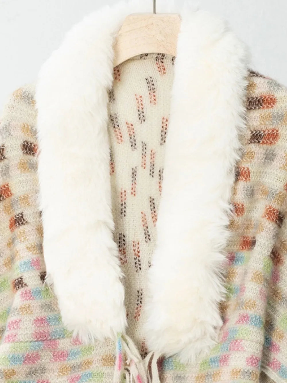 Fringe Fuzzy Open Front Poncho - Lilixa.store