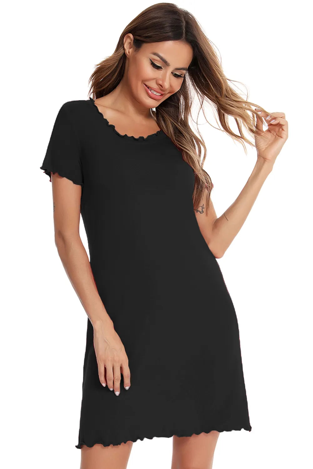 Round Neck Short Sleeve Lounge Dress - Lilixa.store