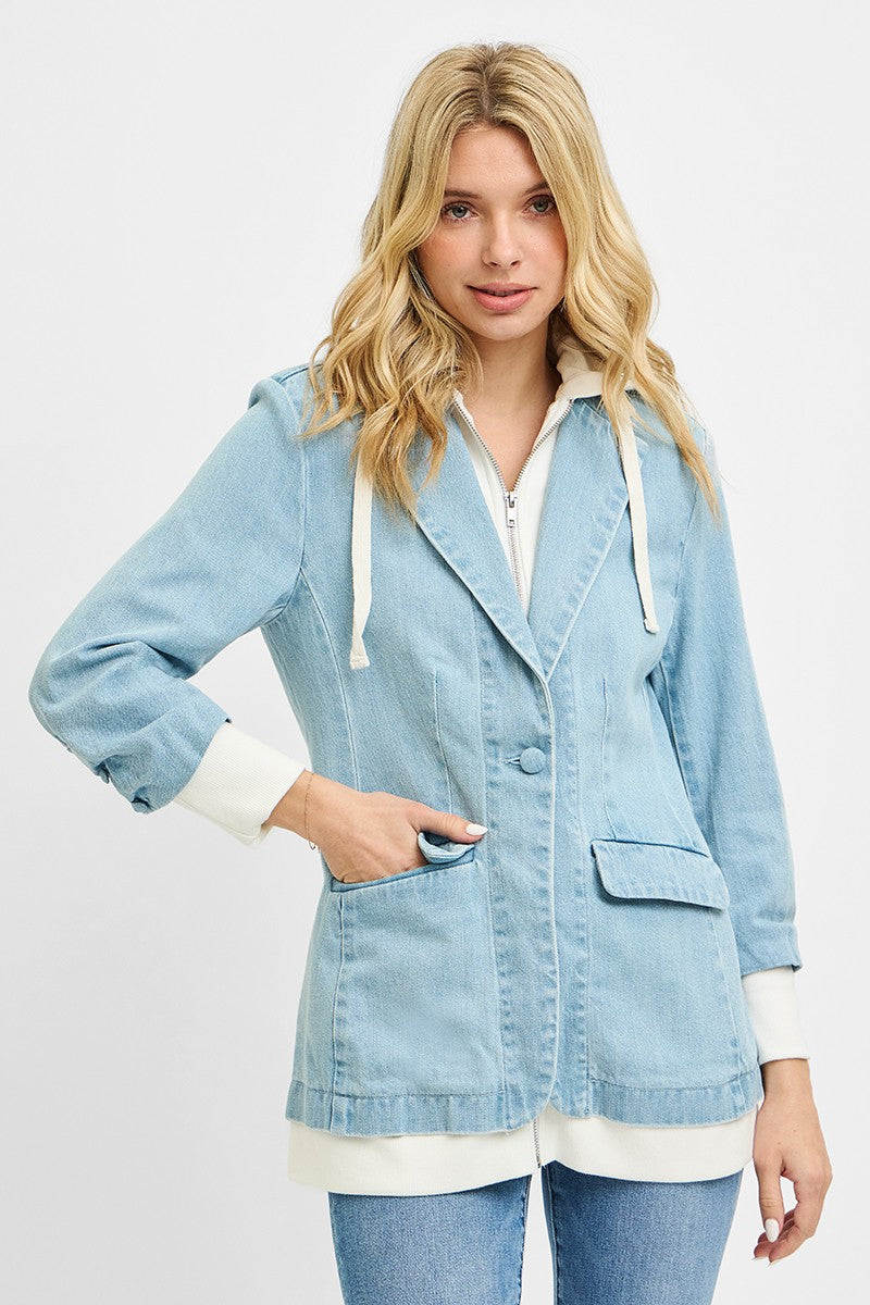RISEN One Button Blazer with Hoodie Jacket - Lilixa.store