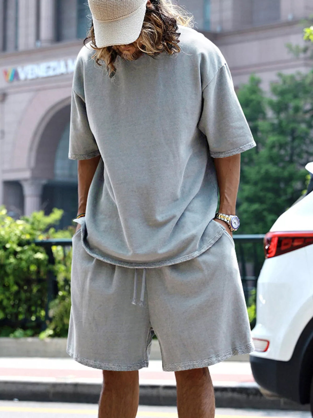 Men's Full Size Relaxed Fit T-Shirt & Shorts Set Plus Size - Lilixa.store