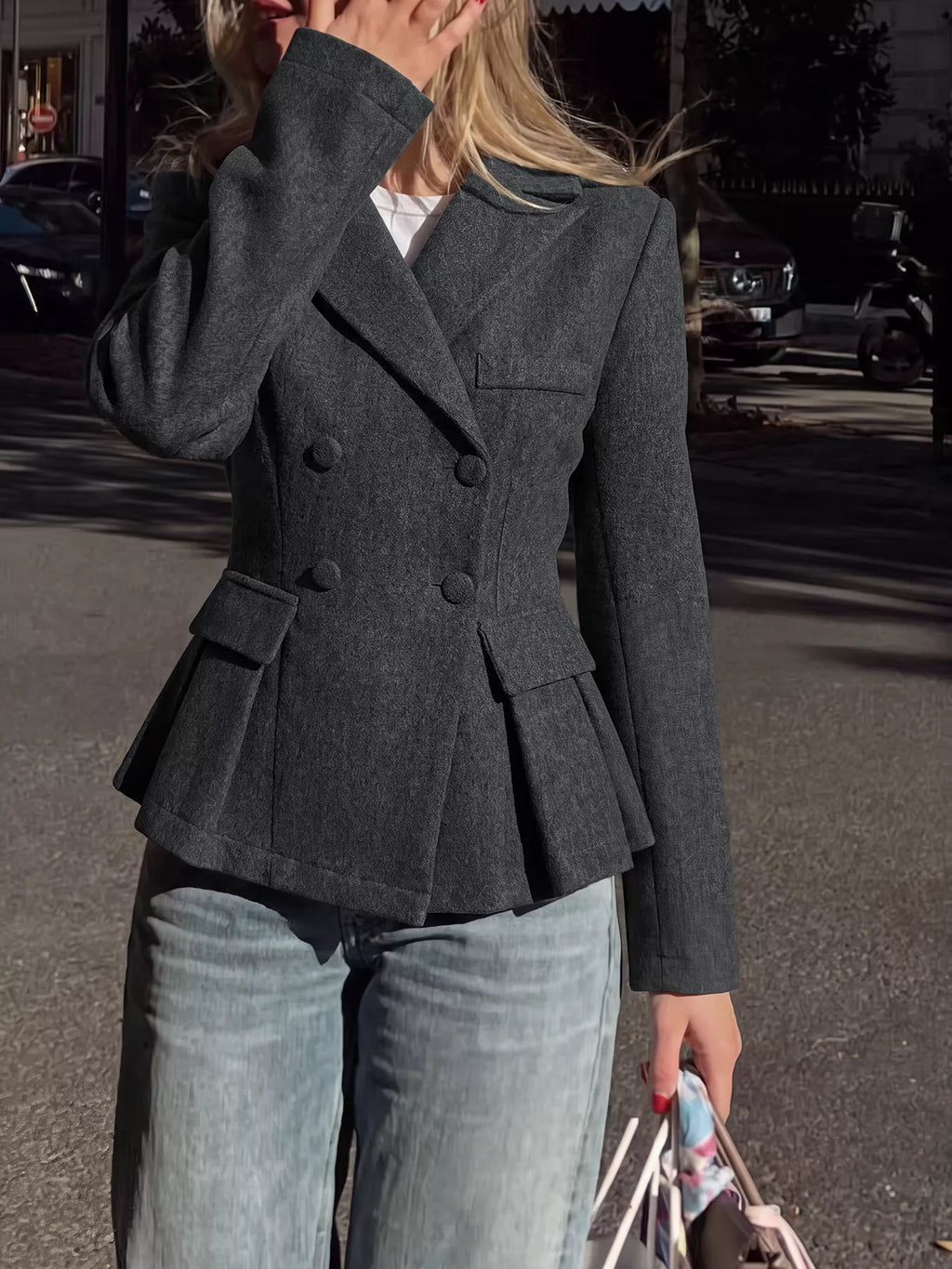 Double-Breasted Peplum Blazer - Lilixa.store