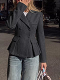Double-Breasted Peplum Blazer - Lilixa.store