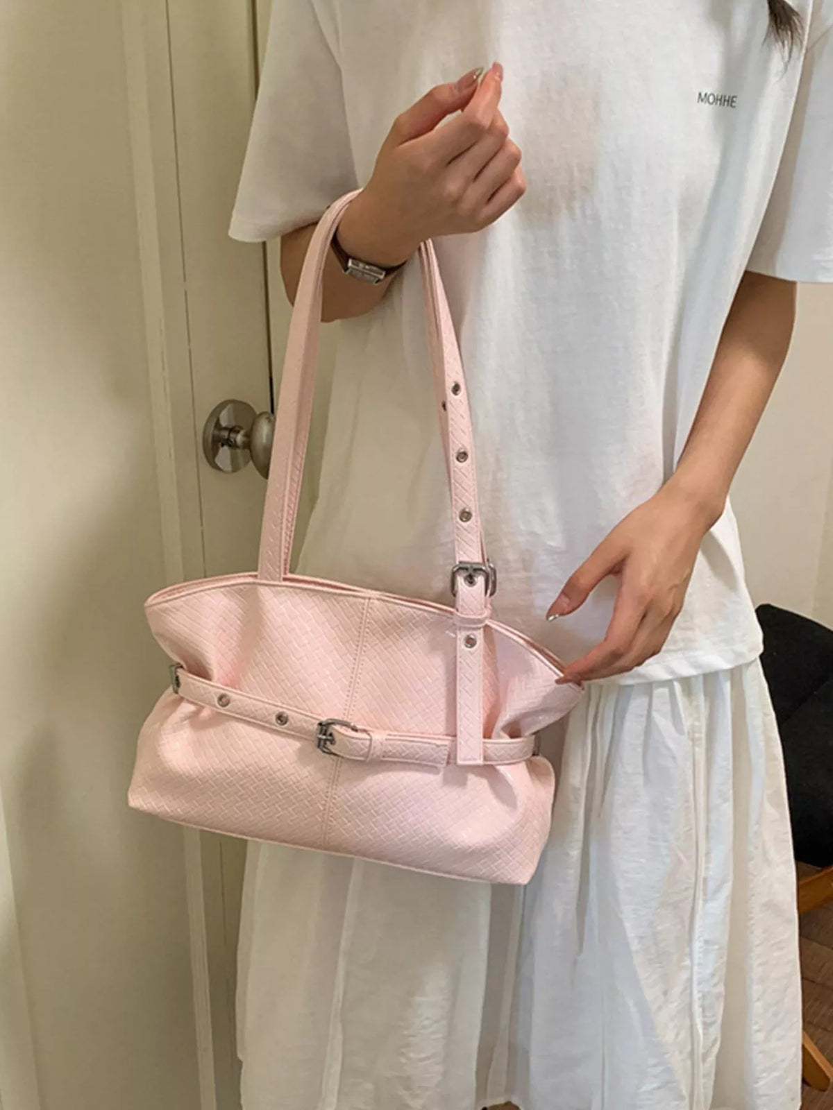Buckle Detail Shoulder Bag - Lilixa.store