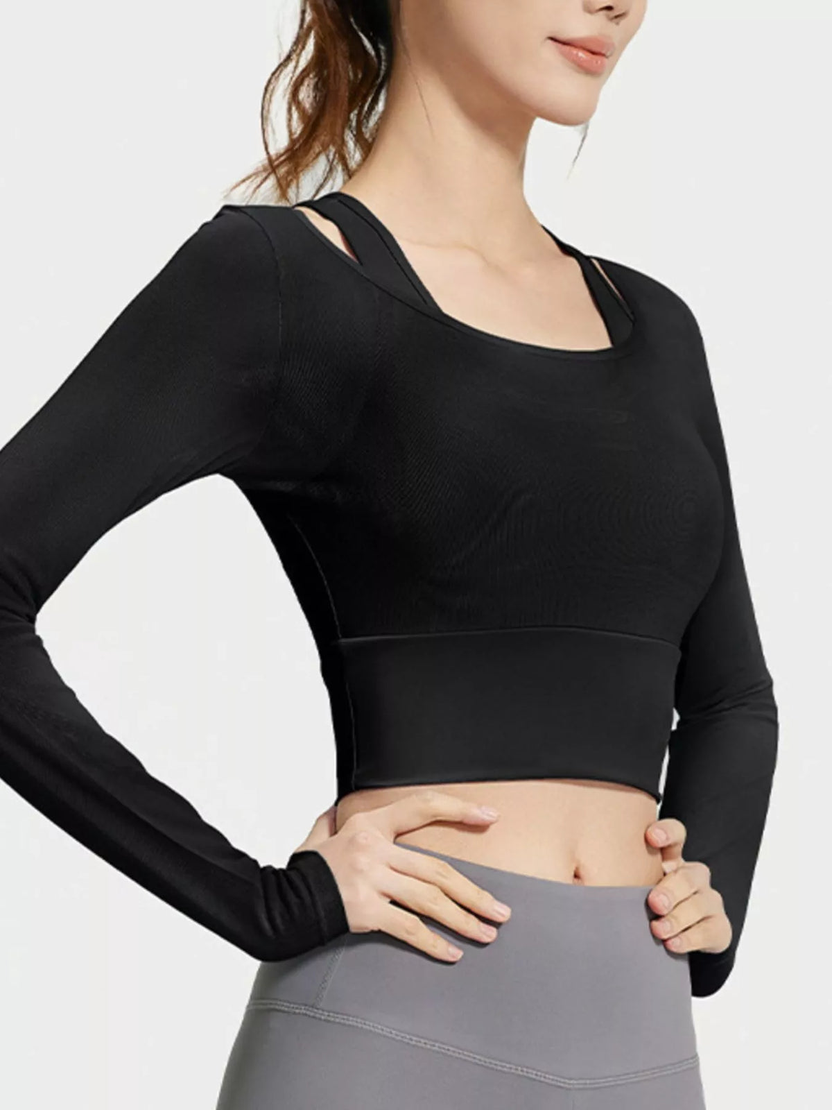 Long Sleeve Active T-Shirt with Built-in Bra
