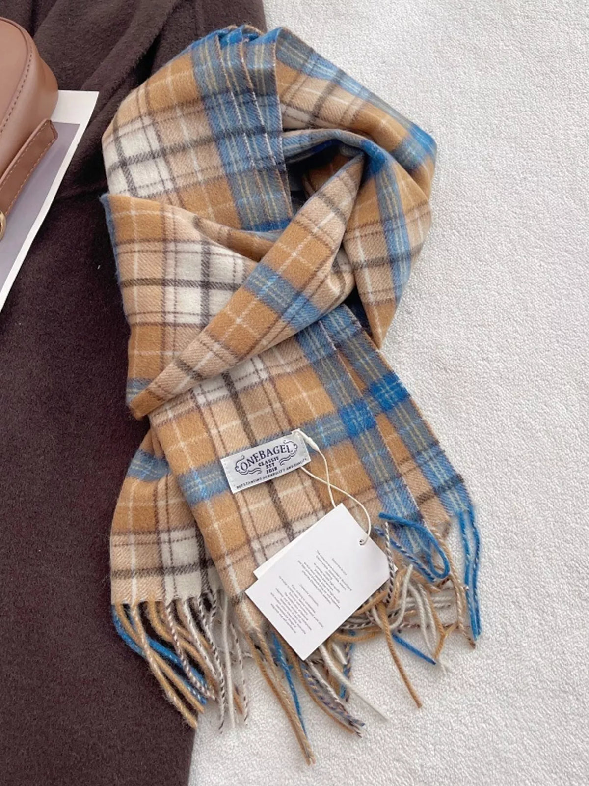 100% Wool Plaid Fringe Scarf - Lilixa.store