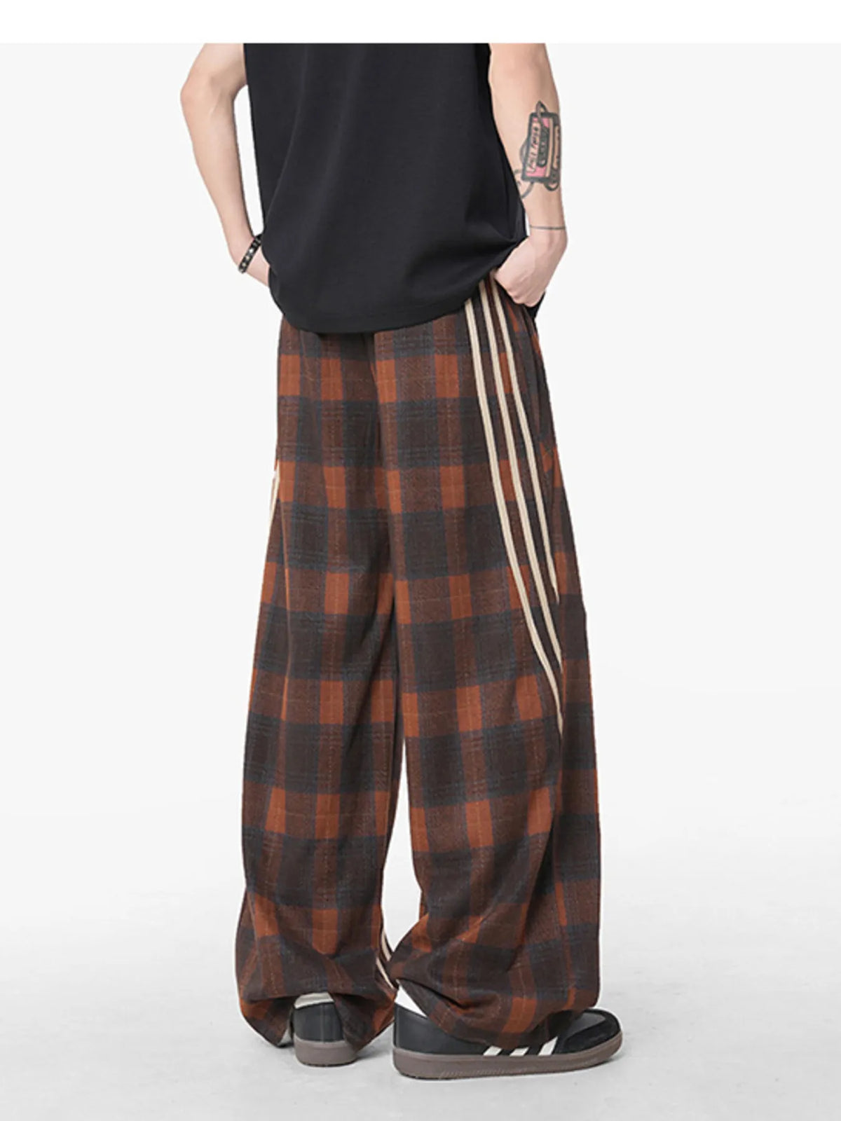 Men's Plaid Wide Leg Casual Pants, view 6