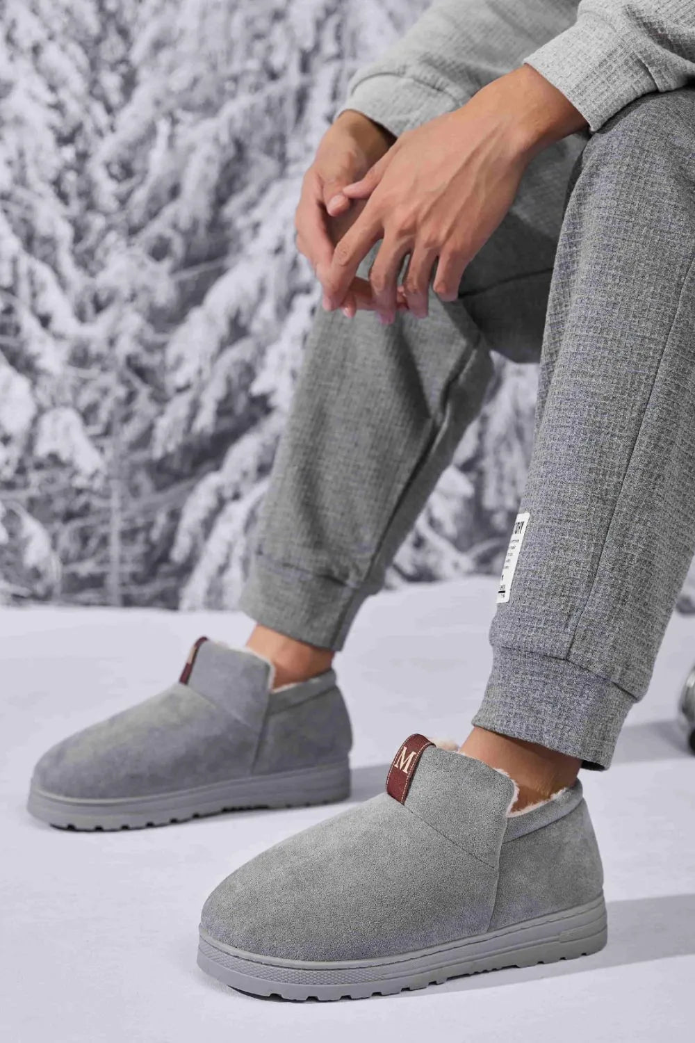 Letter M Suede Round Toe Slippers - Lilixa.store