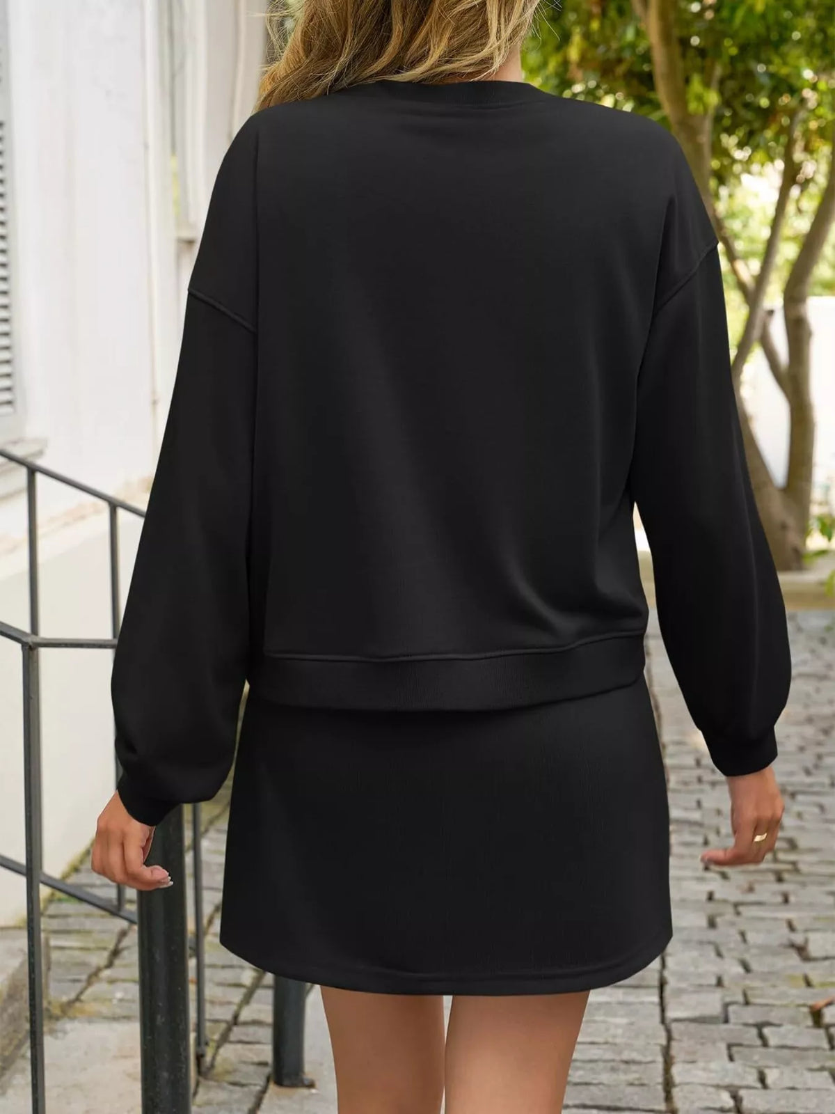Long Sleeve Sweatshirt and Split Skort Set, view 8