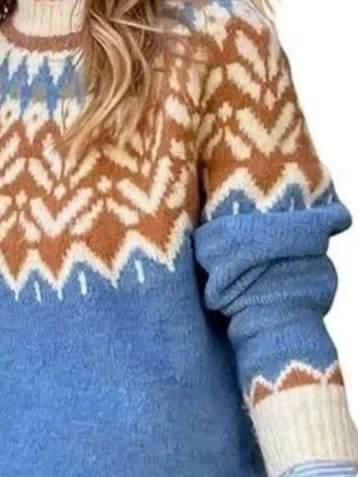 Full Size Fair Isle Patterned Long Sleeve Sweater Plus Size