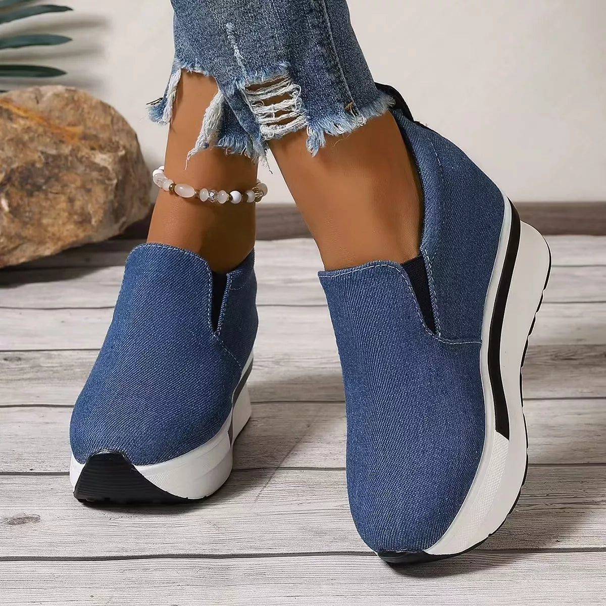 Round Toe Platform Slip-Ons - Lilixa.store