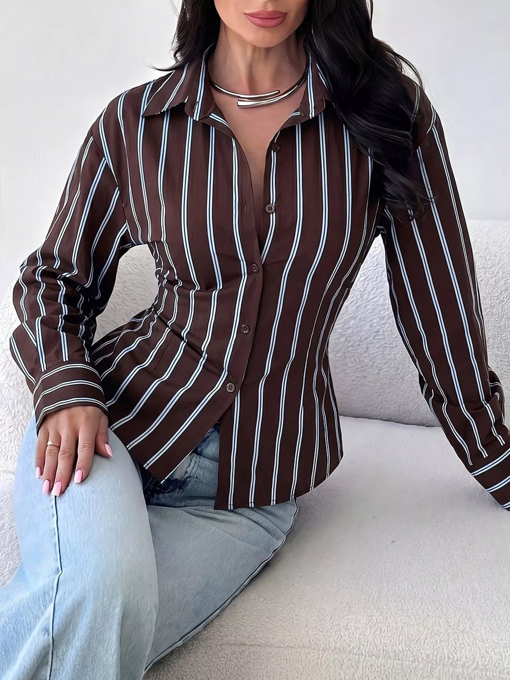 Striped Button-Down Slim-Fit Shirt - Lilixa.store