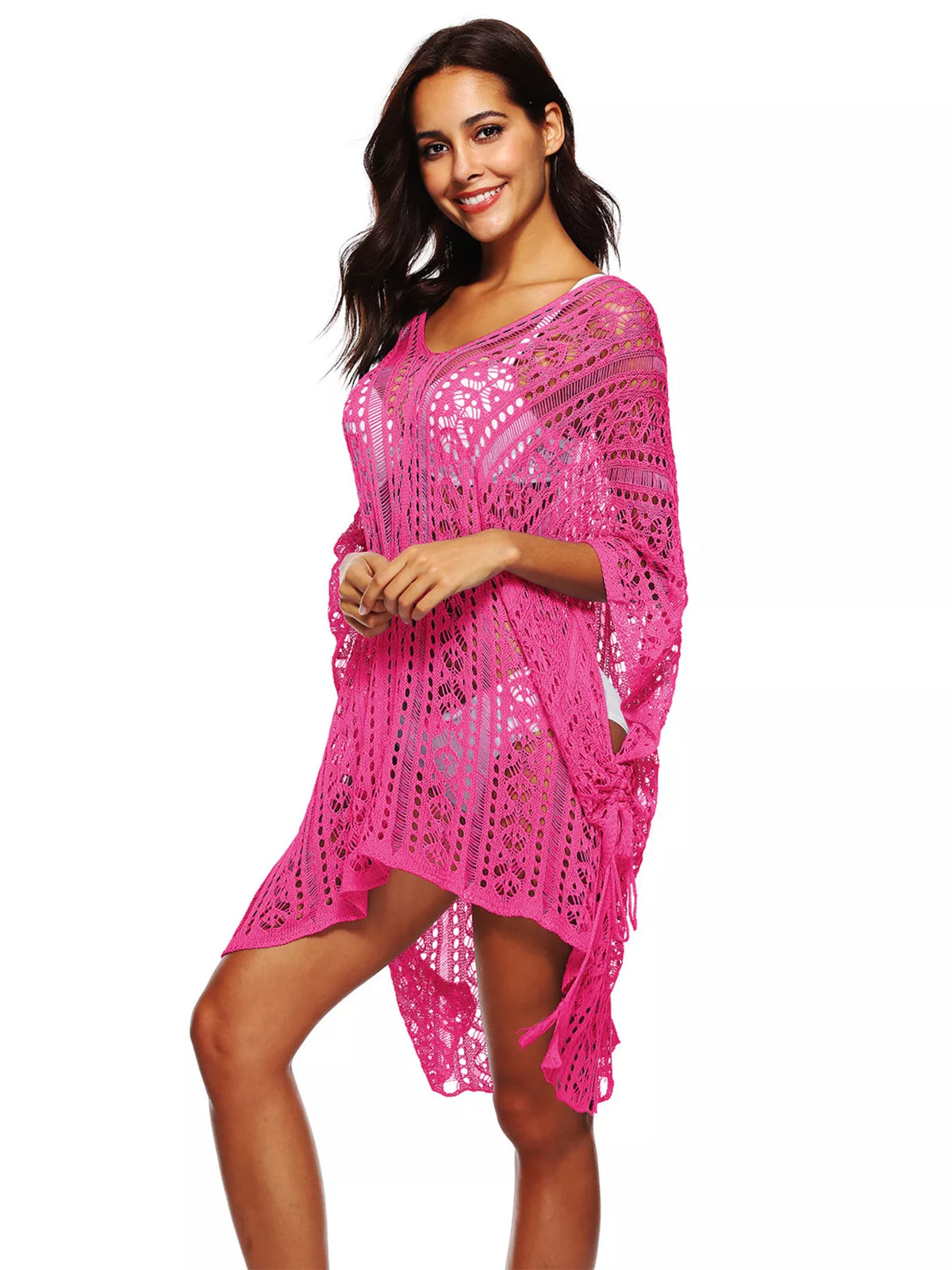 Crochet Knit V-Neck Cover-Up - Lilixa.store