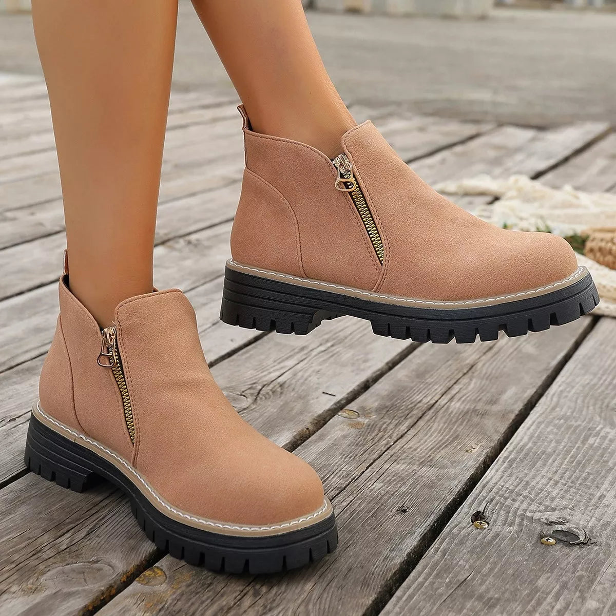 Side Zipper Ankle Boots - Lilixa.store