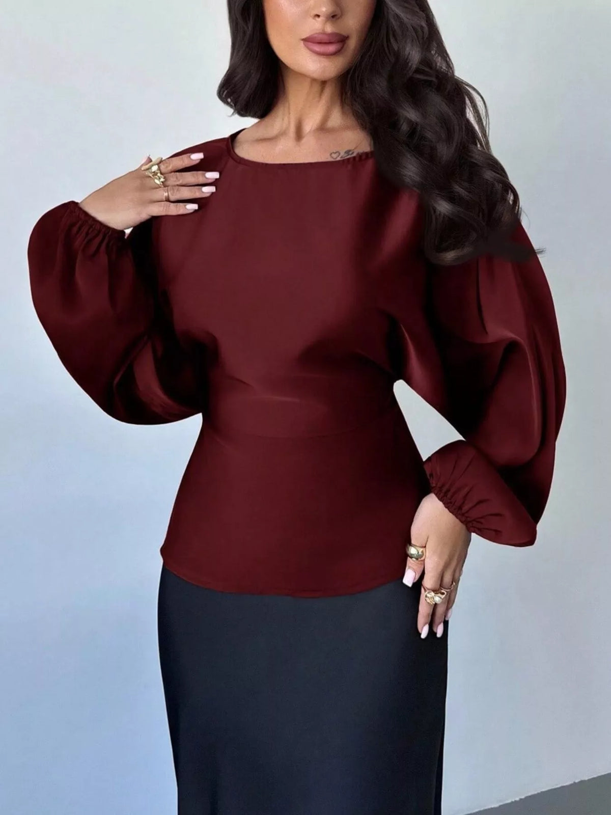 Polka Dot Round Neck Blouse - Lilixa.store