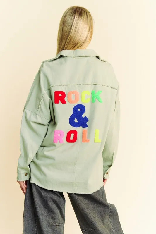 Davi & Dani Multi Color Rock & Roll Fringed Hem Loose Fit Shacket - Lilixa.store