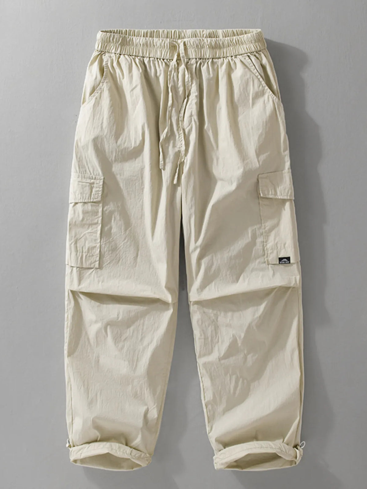 Men's Plus Size Drawstring Wide Leg Pants in Light Apricot