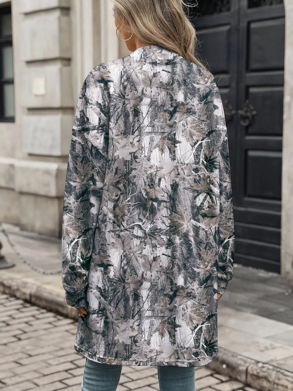 Printed Open Front Cardigan - Lilixa.store