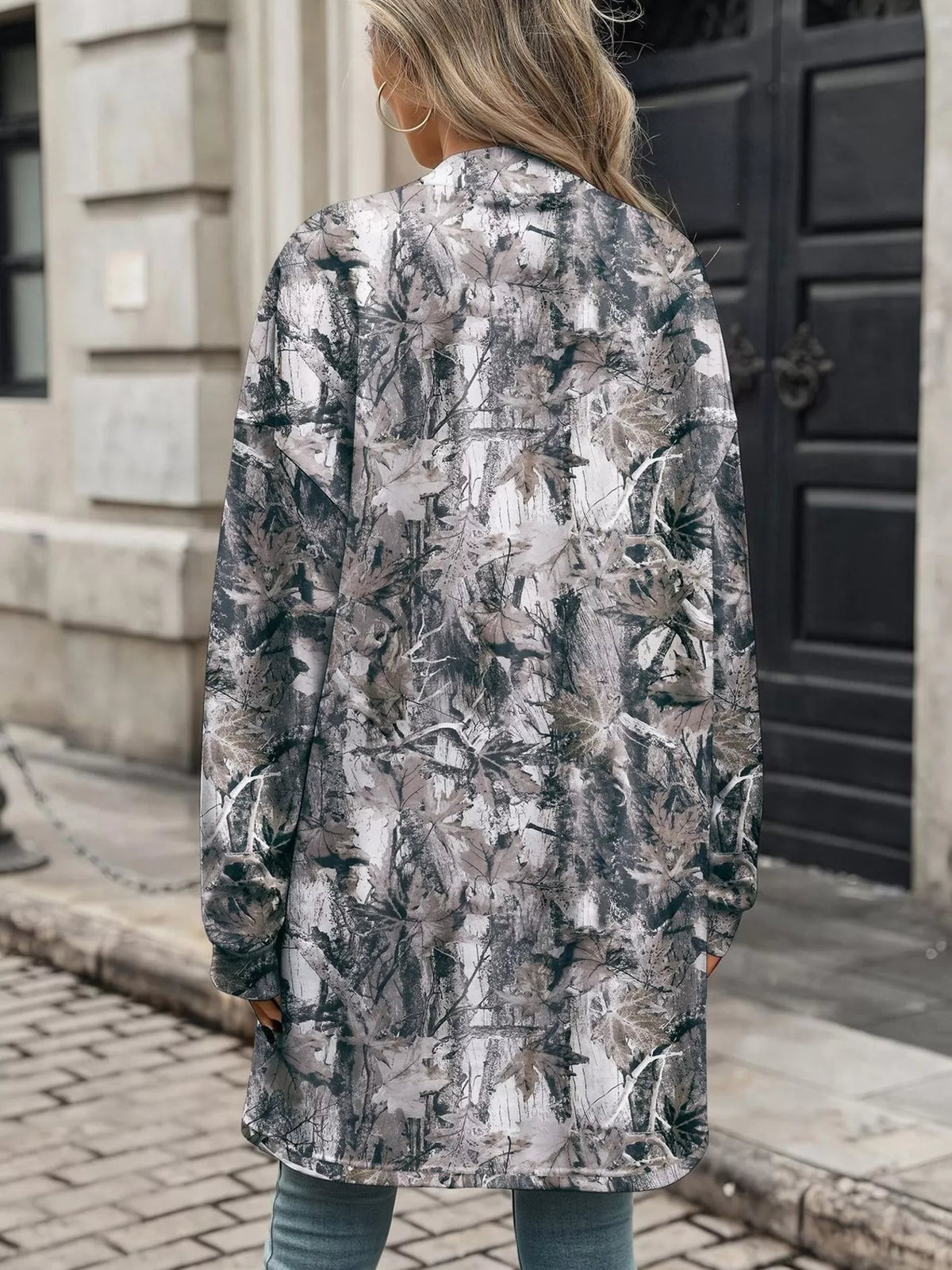Printed Open Front Cardigan - Lilixa.store
