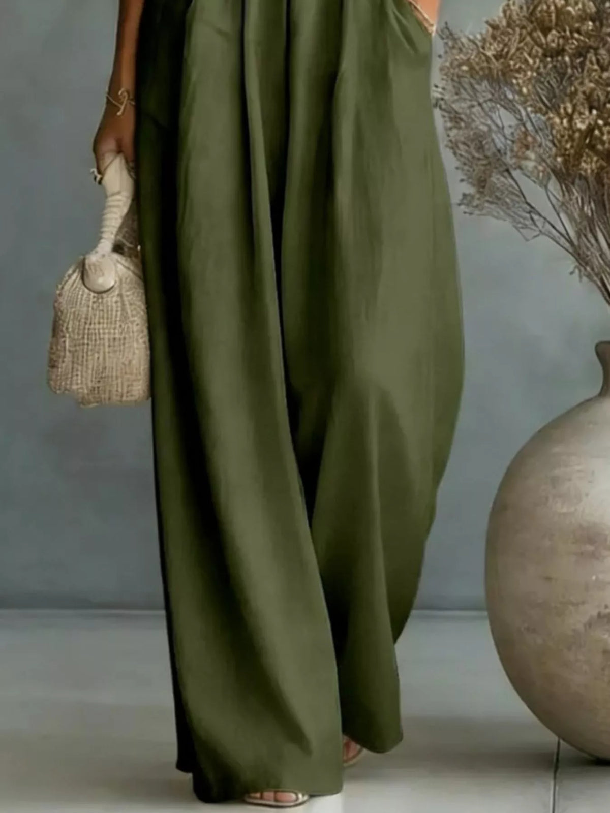 Full Size Half Sleeve Wide-Leg Jumpsuit Plus Size - Lilixa.store