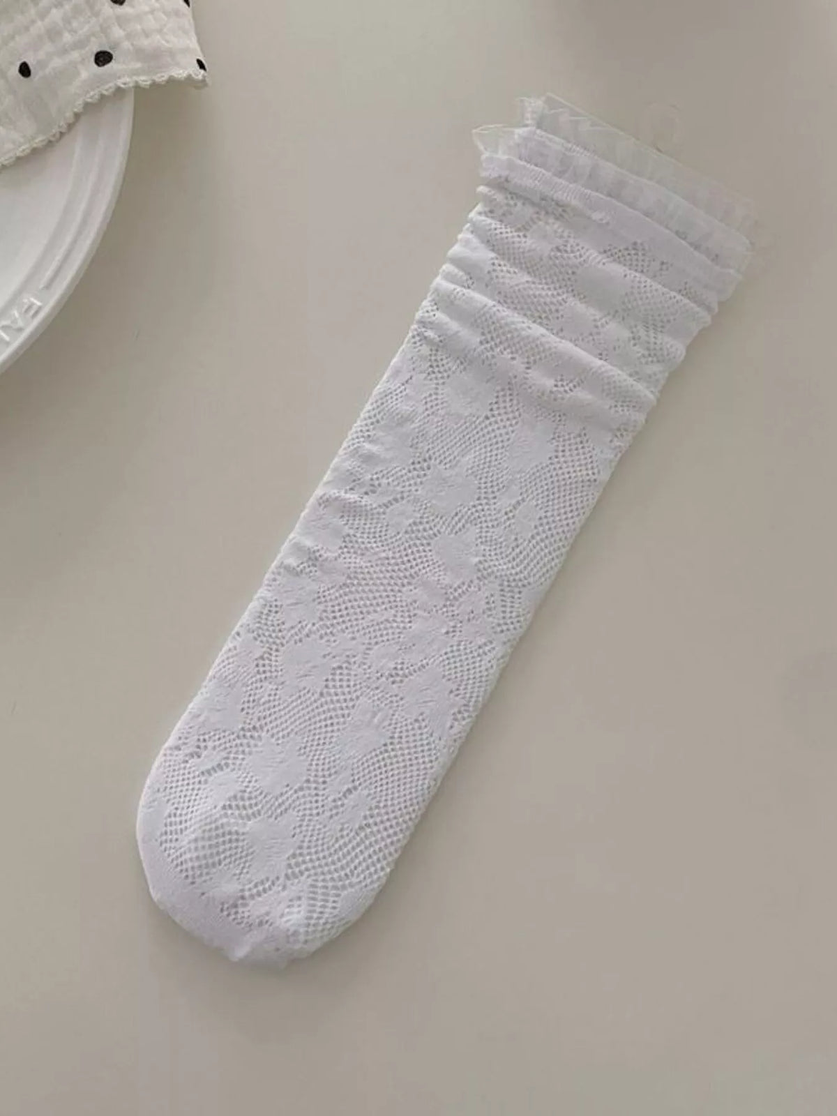 Lace Fishnet Mid-Calf Socks - Lilixa.store