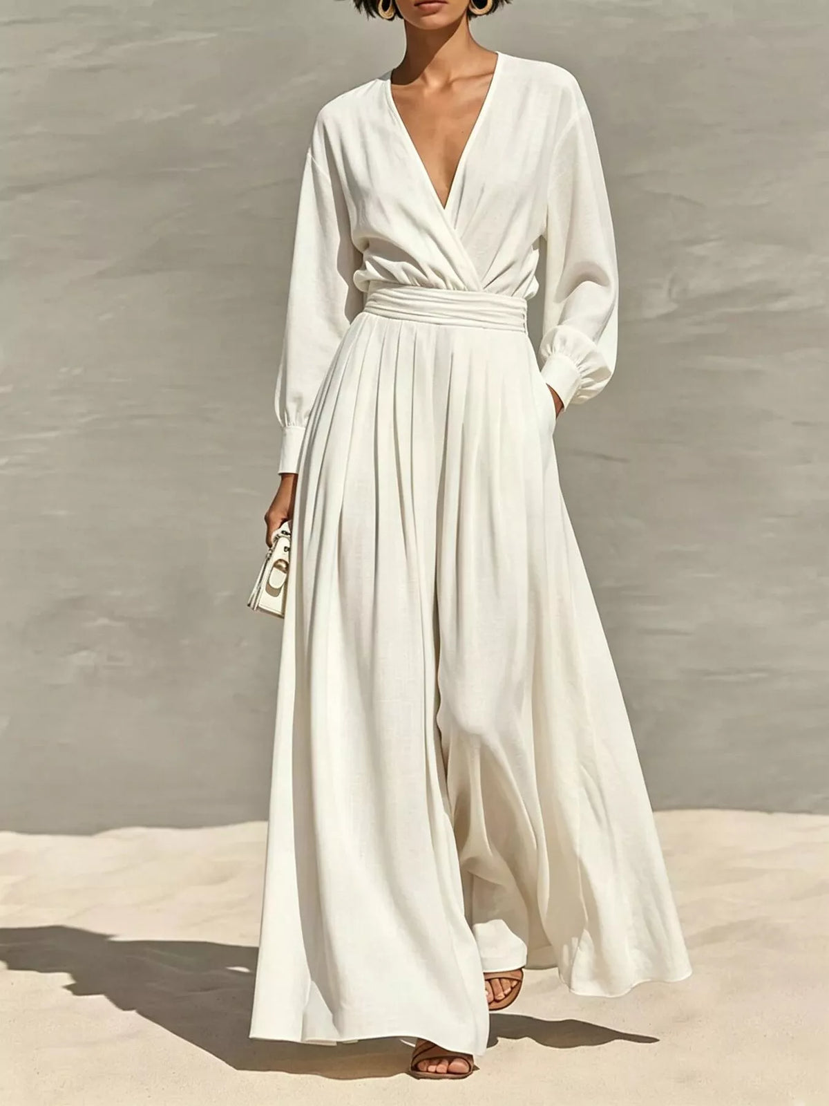 Long Sleeve Wide-Leg Jumpsuit
