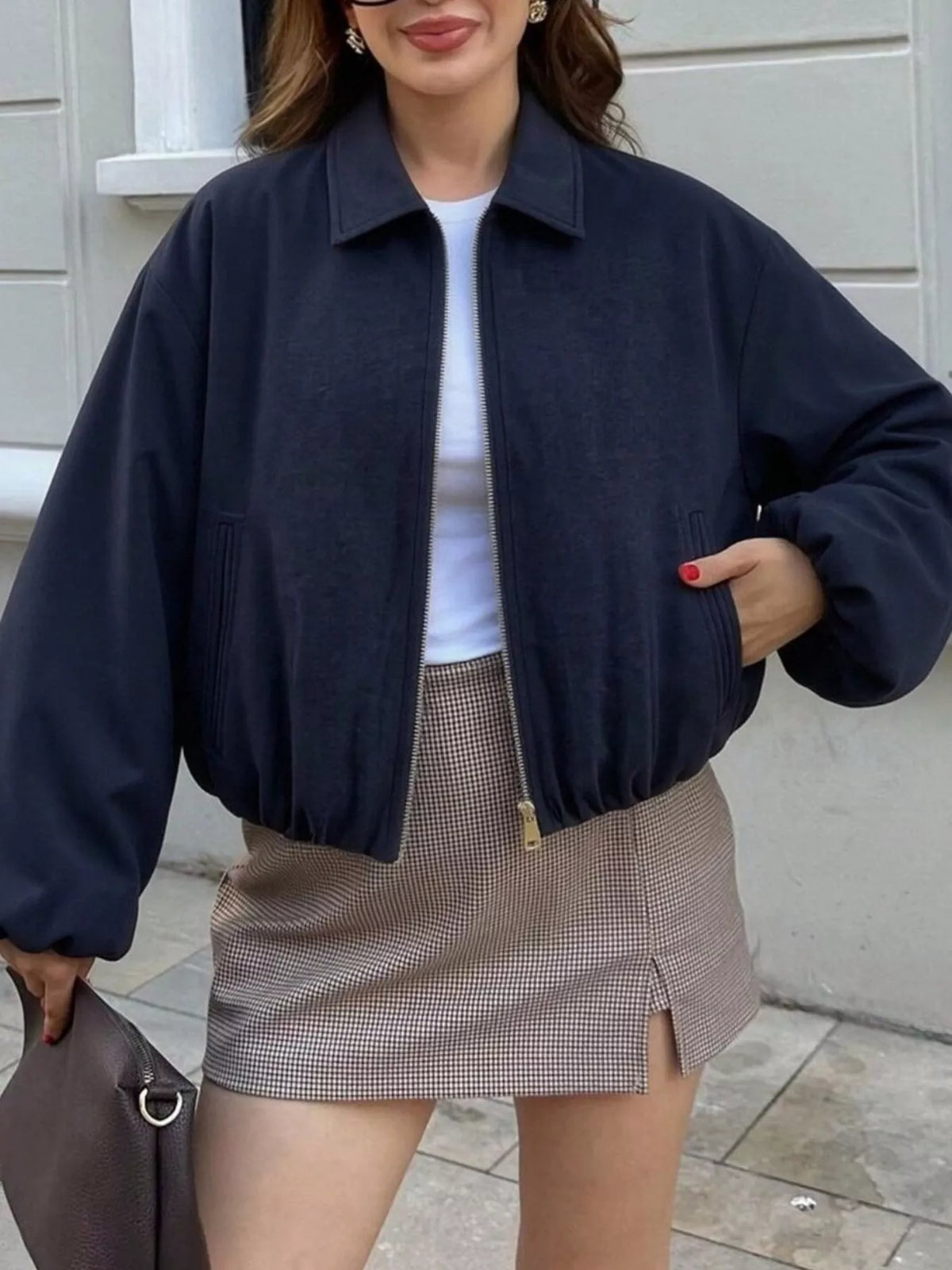 Zip Up Cropped Jacket - Lilixa.store