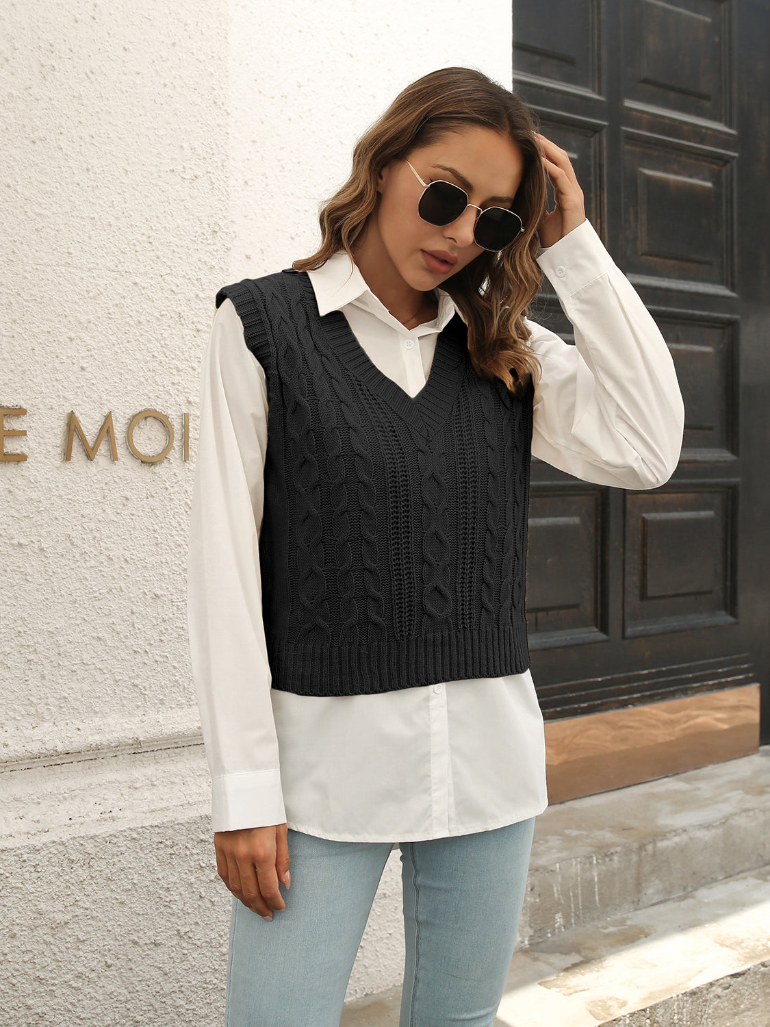 Urban Style V-Neck Sweater Vest, view 3