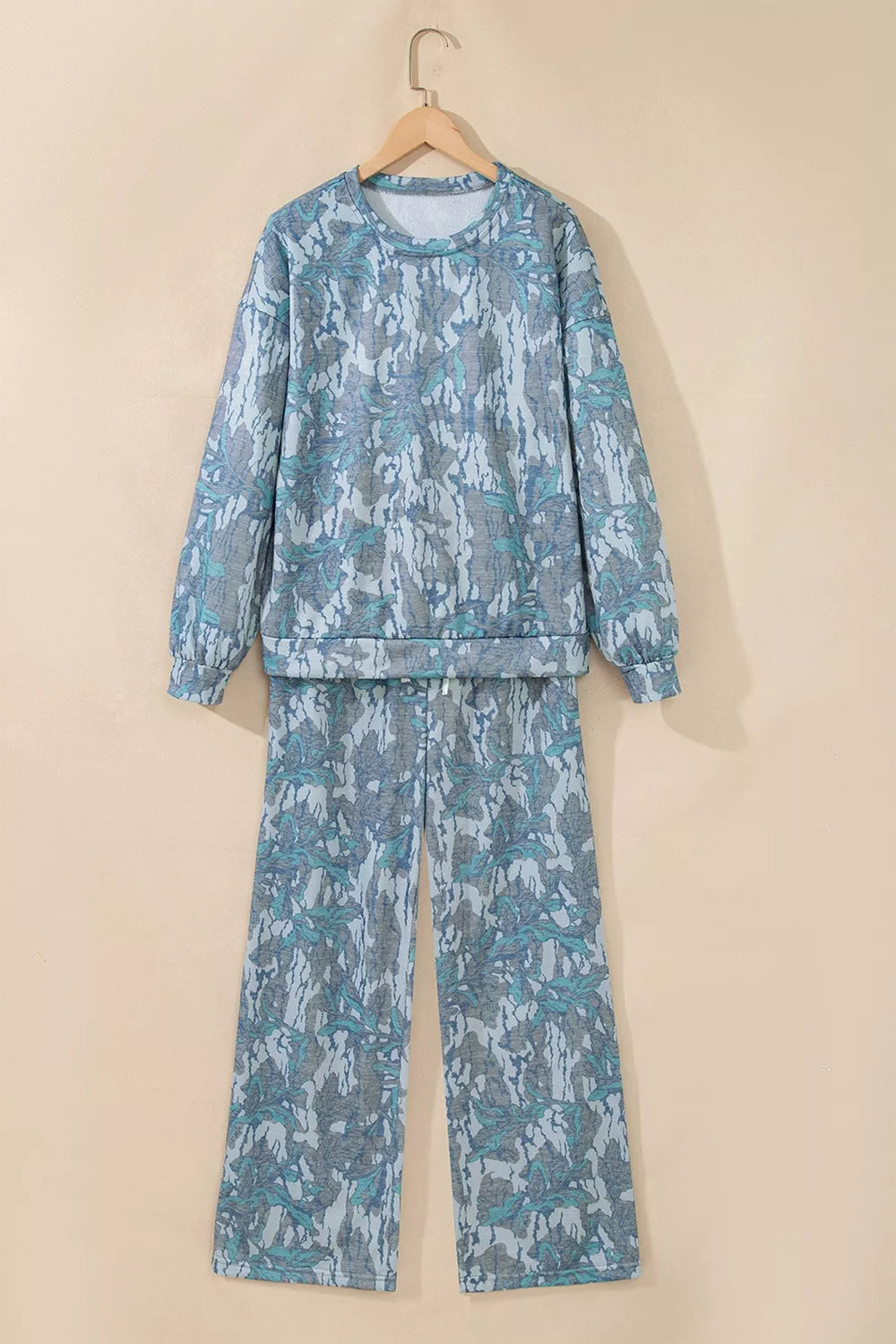 Multicolour Abstract Botanical Print Top and Drawstring Pants Set - Lilixa.store