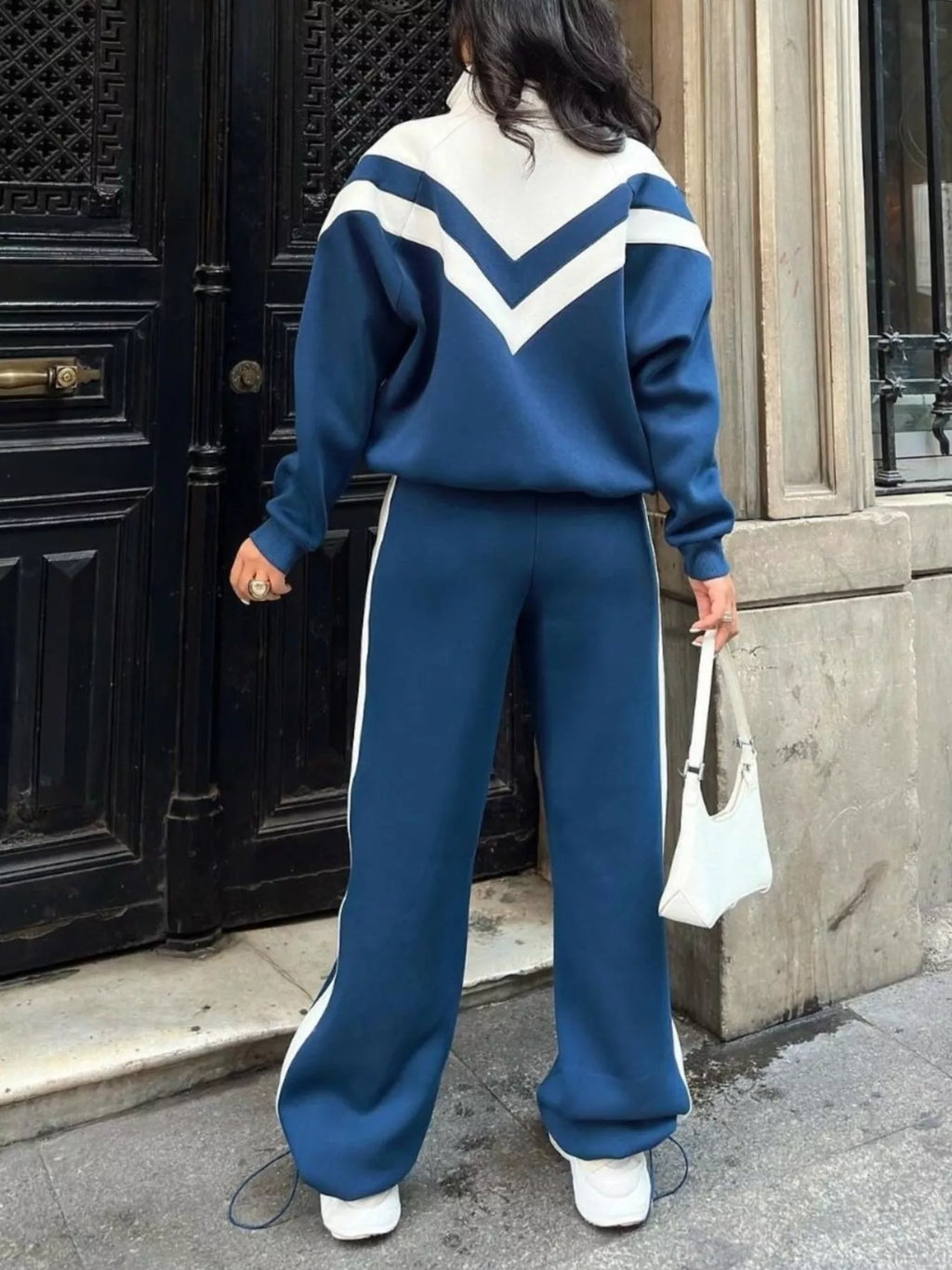 Color Block Zip-Up Outerwear and Pants Set - Lilixa.store