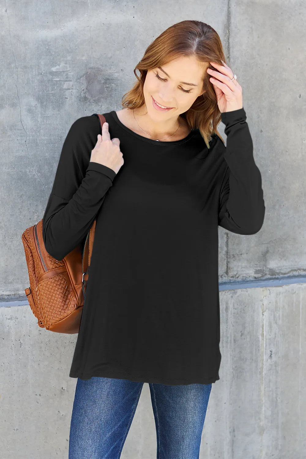 Basic Bae Full Size Round Neck Dropped Shoulder T-Shirt - Lilixa.store