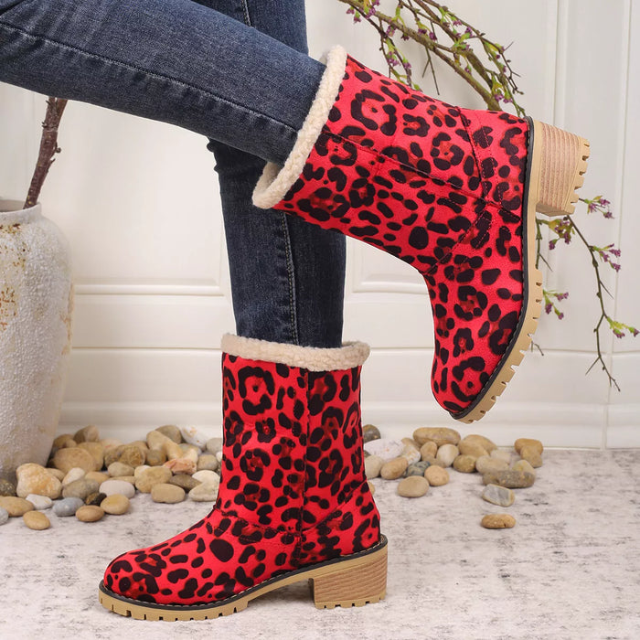 Leopard Print Plush Lined Boots - Lilixa.store