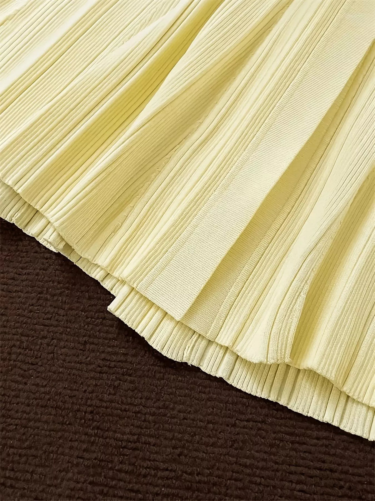 Button-Down Flounce Sleeve Sweater Dress in Pastel Yellow, view 6