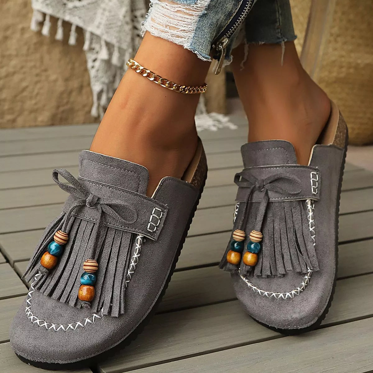 Tassel Round Toe Slip-Ons - Lilixa.store